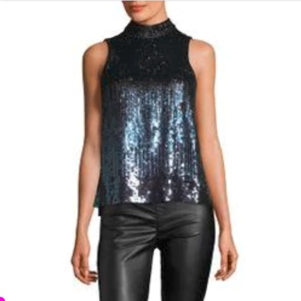 French Conn Ombre Sequin Mock Neck Top ALL ITEMS NEW FROM CLOSED BOUTIQUE #7479